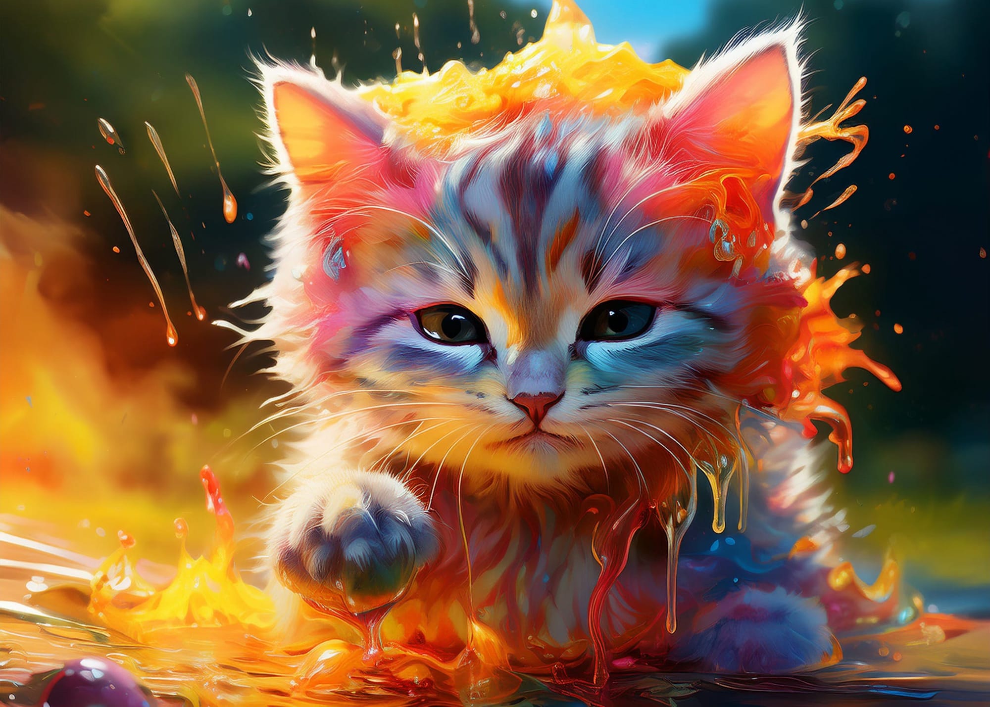 small kitten melting in the heat reaches out a paw. stay safe everyone. 