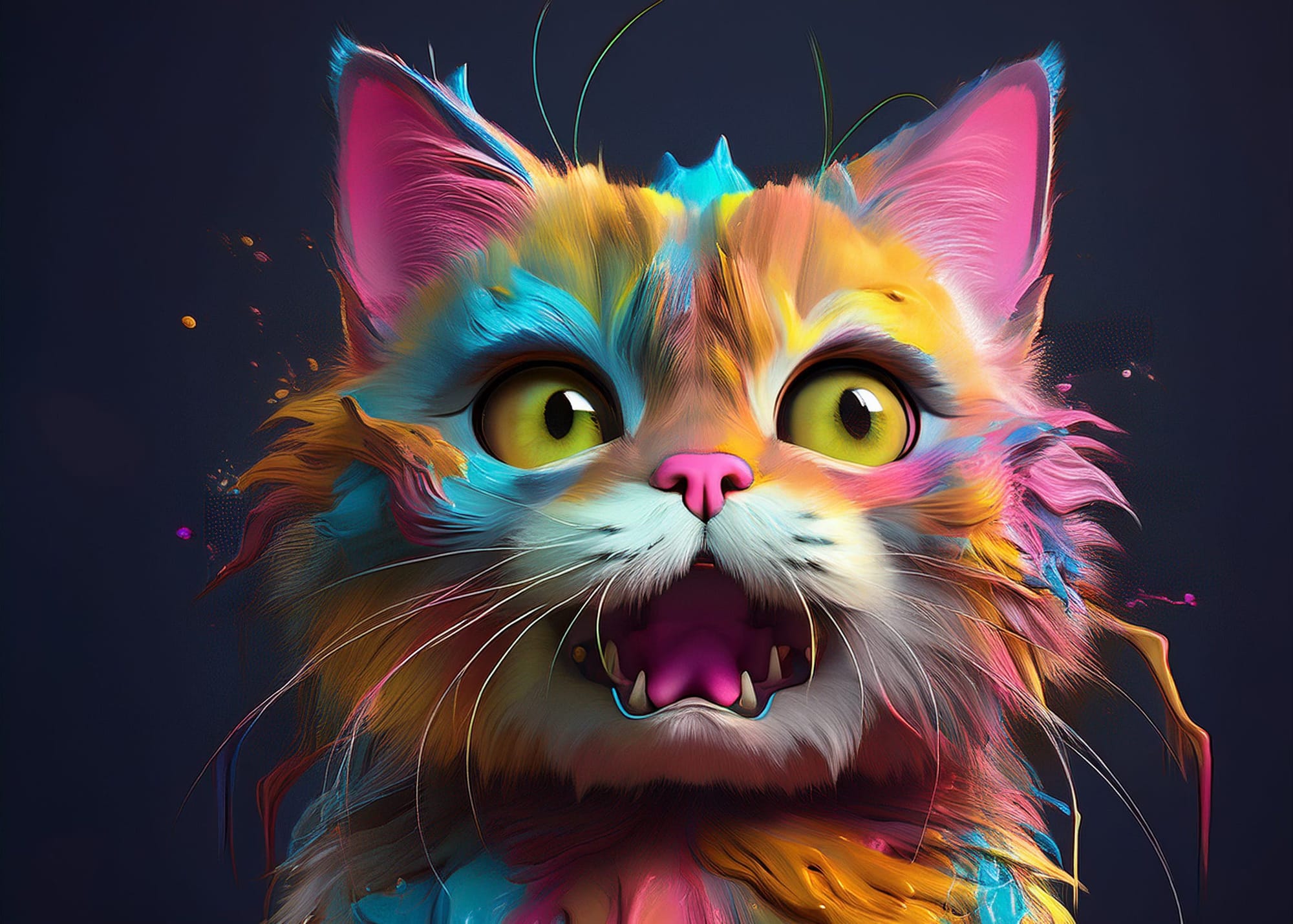 a cat that looks like a paint bucket was dropped on its head and its yelling. Yeah, we feel a little embarrassed that we made a mistake.